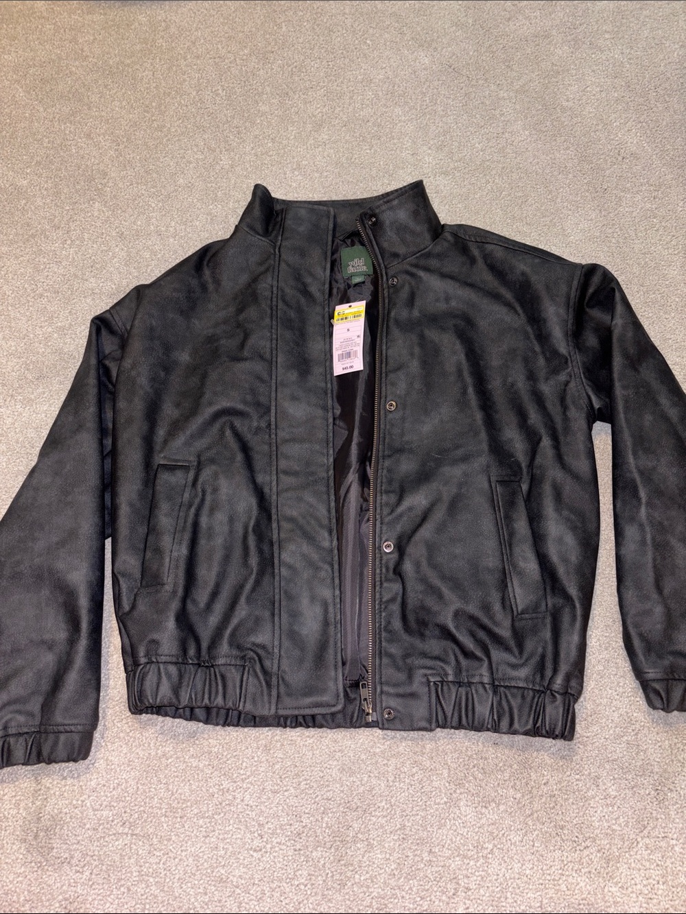 Women’s Black Faux Leather Bomber Jacket
